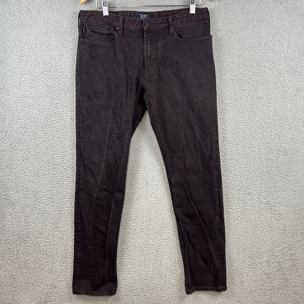 Armani Jeans Mens 33x31 Slim Fit Dark Black‎ Red Wash Denim Pants